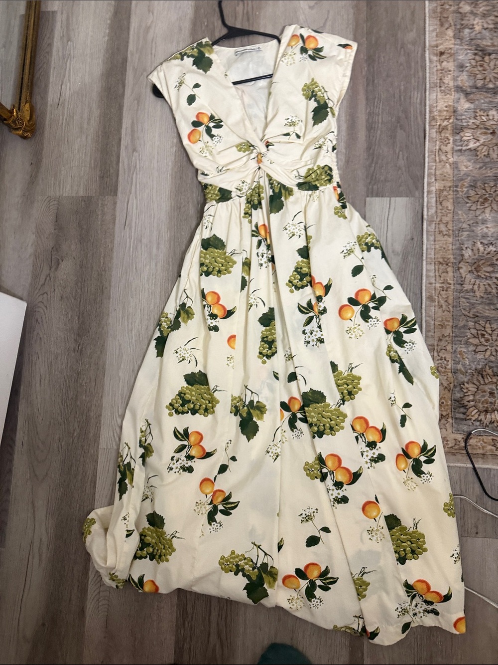 Abercrombie & Fitch Cream Fruit-Print Twist Maxi Dress